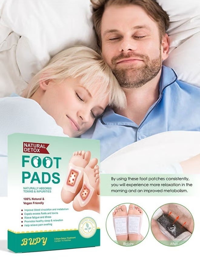 BUPY 10 foot patches, ginger oil bamboo charcoal foot patches, foot care patches, effective foot health patches, improve sleep quality - Image 1