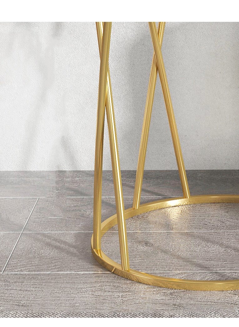 Arabest Round Side Table, Accent End Table with Gold Removable Metal Tray, Small Circle Table Nightstand with Gold Metal Frame for Bedroom, Living Room, Dorm  - Image 3