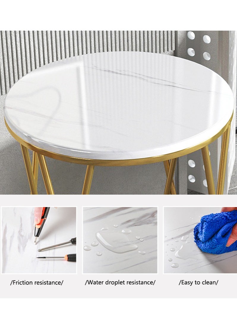 Arabest Round Side Table, Accent End Table with Gold Removable Metal Tray, Small Circle Table Nightstand with Gold Metal Frame for Bedroom, Living Room, Dorm  - Image 4