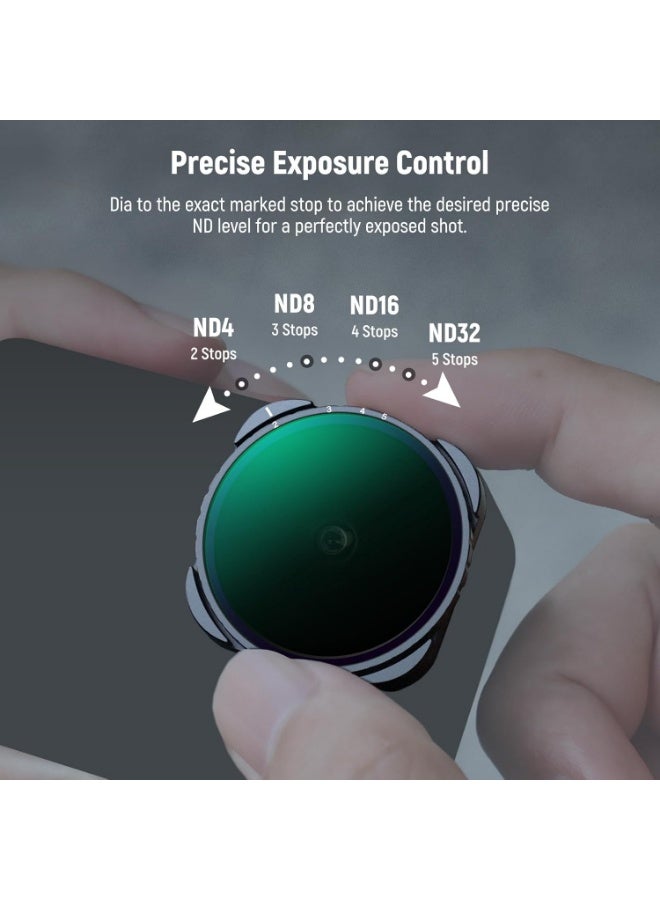 نيوير فلتر ND4-ND32 متغير متوافق مع جوبرو 9 10 11 12، فلتر ان دي متغير 2-5 توقفات مع زجاج بصري عالي الدقة HD متعدد الطبقات وإطار رفيع، بدون نمط X - Image 3
