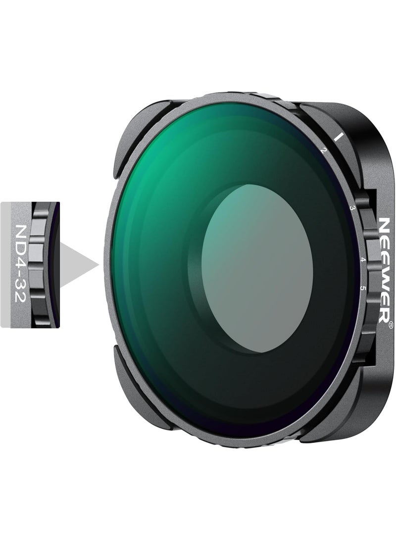 نيوير فلتر ND4-ND32 متغير متوافق مع جوبرو 9 10 11 12، فلتر ان دي متغير 2-5 توقفات مع زجاج بصري عالي الدقة HD متعدد الطبقات وإطار رفيع، بدون نمط X - Image 1