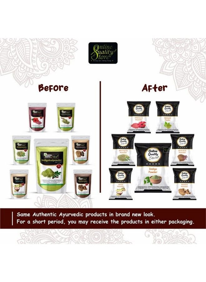 Online Quality Store مسحوق ريثا (100 جرام) + أملا (100 جرام) + شيكاكاي (100 جرام) + بهرينجراج (100 جرام) + كركديه (100 جرام) + مهندي (100 جرام) + نيلي مجاني (100 جرام) للشعر 700 جرام  - Image 3