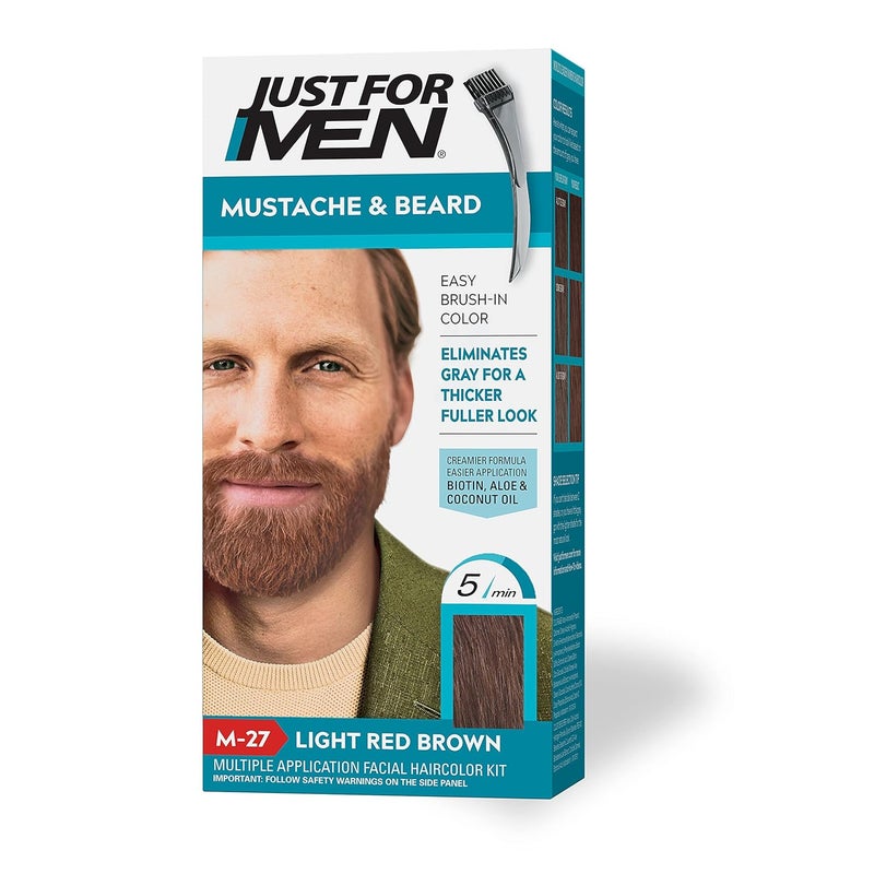Just For Men Just For Men Mustache  Beard Beard Dye for Men with Brush Included for Easy Application With Biotin Aloe and Coconut Oil for Healthy Facial Hair  Light Red Brown M27 Pack of 1 