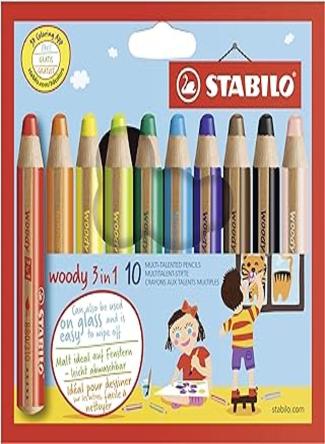 Stabilo woody 3 in 1 coloured pencil wallet - 10