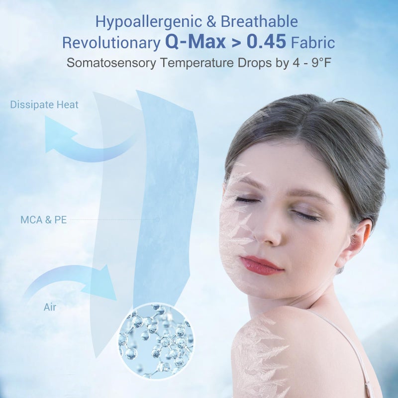 اليجير حالات وسادة التبريد الأنيقة للنوم الساخن الياباني Q-Max 0.45 وسادة التبريد كلا الجانبين [التبريد/القطن] وسادة ناعمة للتنفس للشعر ومجموعة الجلد من 2 وردي (20 "× 26" ")) - Image 2