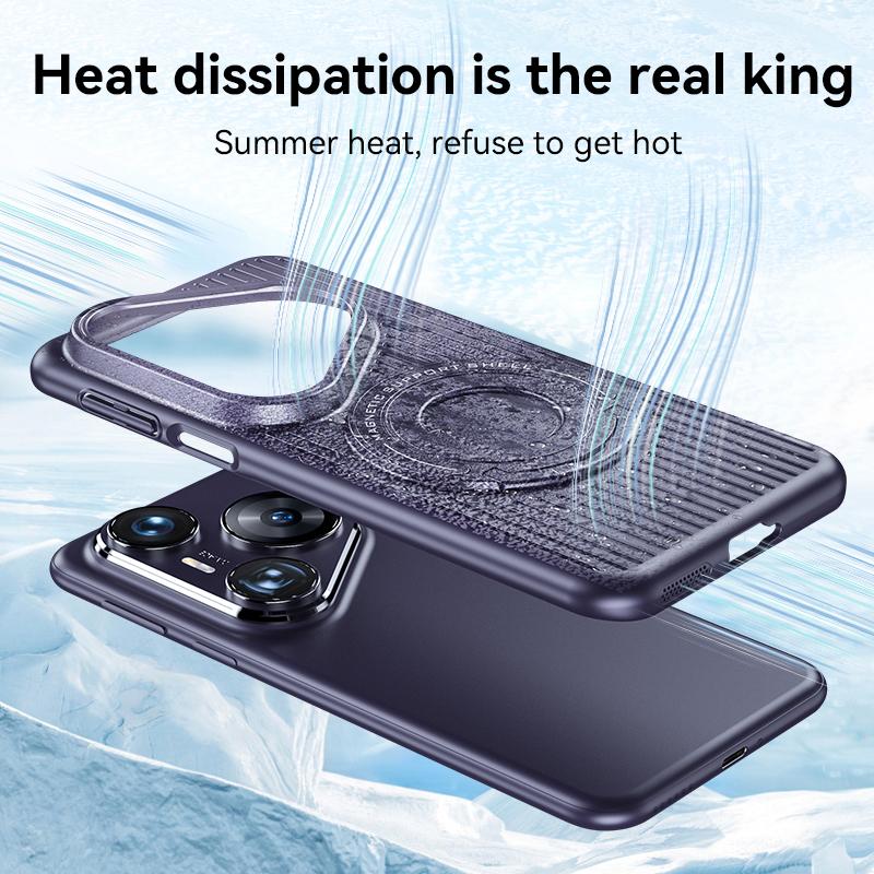 erorex For Huawei Pura 80 5G Cooling MagSafe Magnetic Phone Case with Trolley Bracket(Night Purple) - Image 4