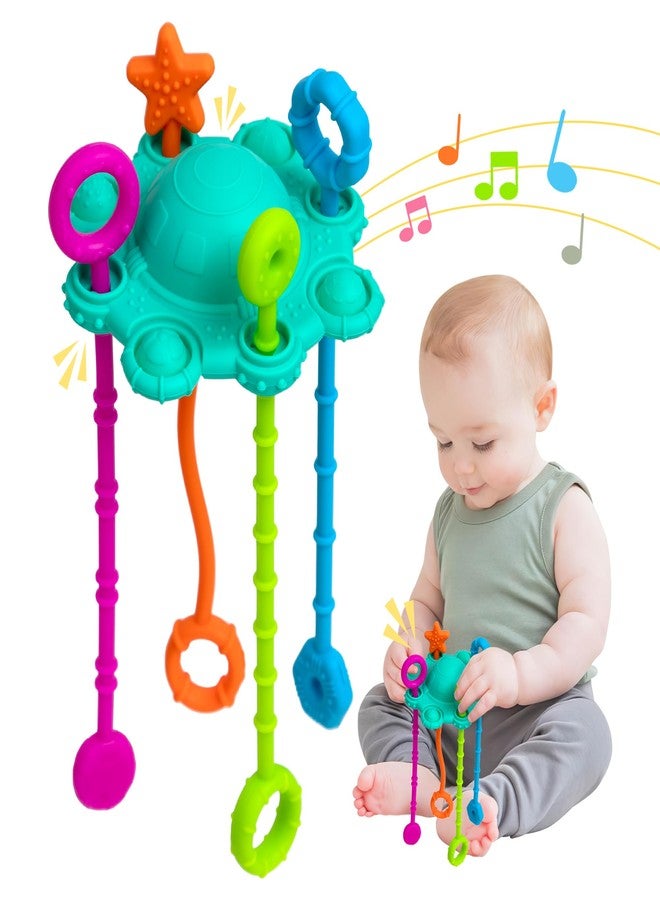 ETETOO Montessori Pull String Toy for Baby, Food Grade Silicone Early Development Toy, Fine Motor Skills Travel Toy, Montesorri Gifts (Spearmint) - Image 1
