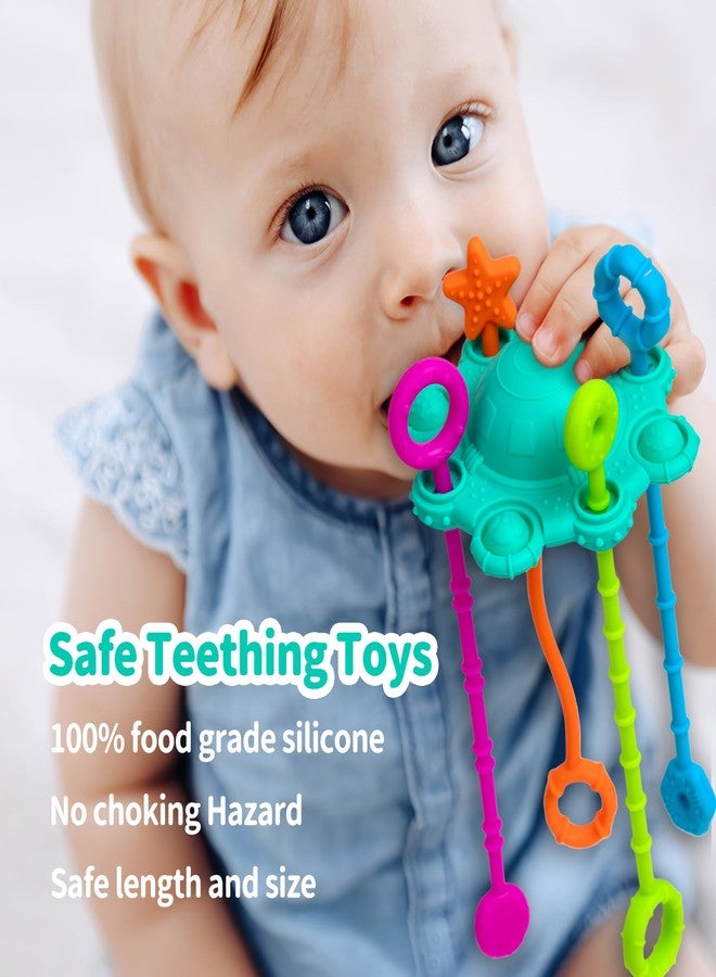 ETETOO Montessori Pull String Toy for Baby, Food Grade Silicone Early Development Toy, Fine Motor Skills Travel Toy, Montesorri Gifts (Spearmint) - Image 3
