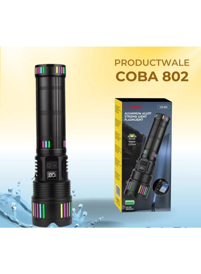 كوبا مصباح يدوي COBA CB-802-  بمدى 3 كم واضاءة قوية - Image 1