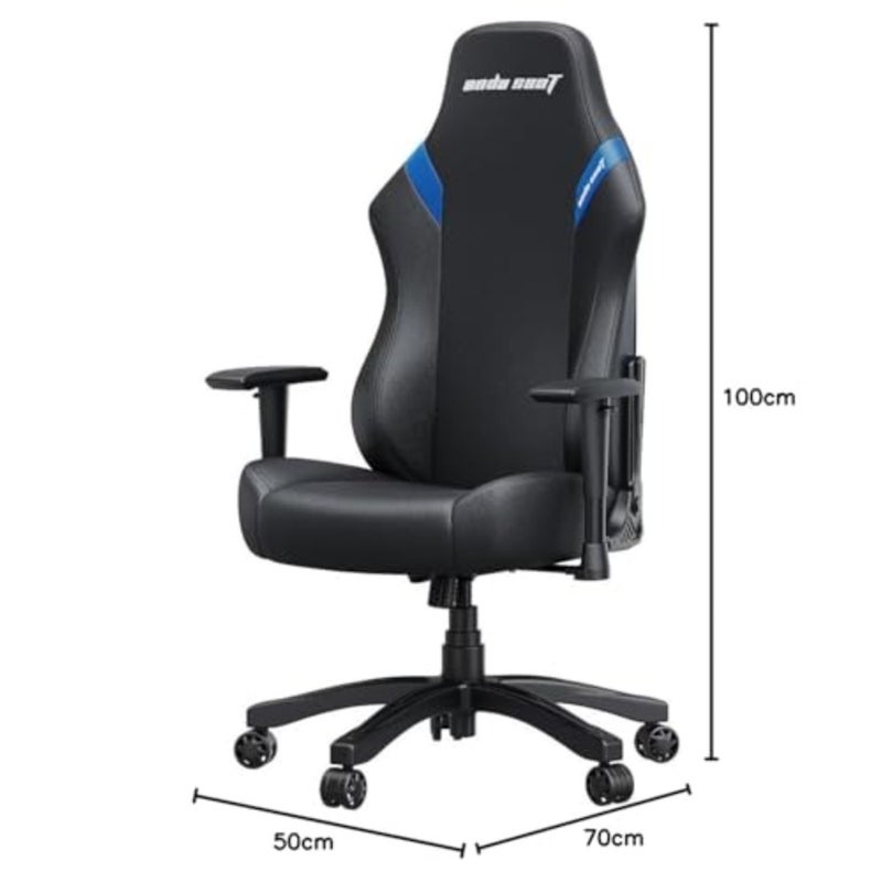 Gaming chair for home office use, PVC material, black and blue color, ergonomic lumbar support and adjustable height - Image 2