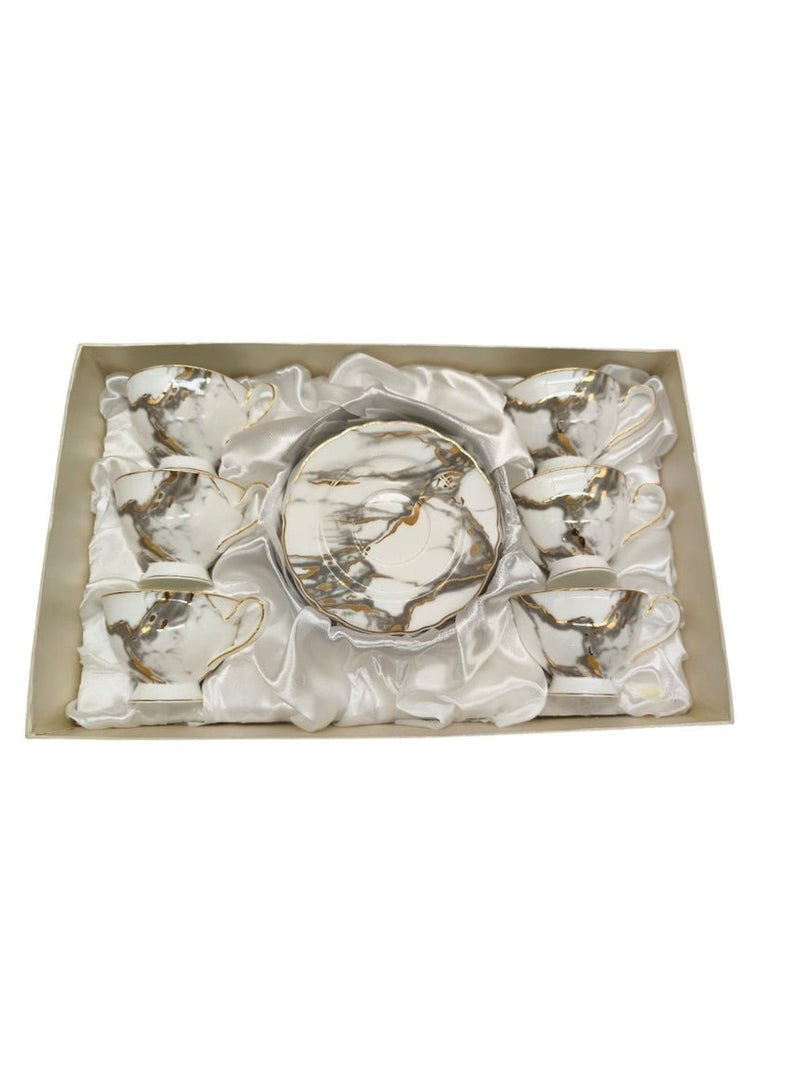 AKDC Pilsco Ceramic Cup and Saucer 12Pcs Set 6 Cups With 6 Saucers-180ML - Image 1