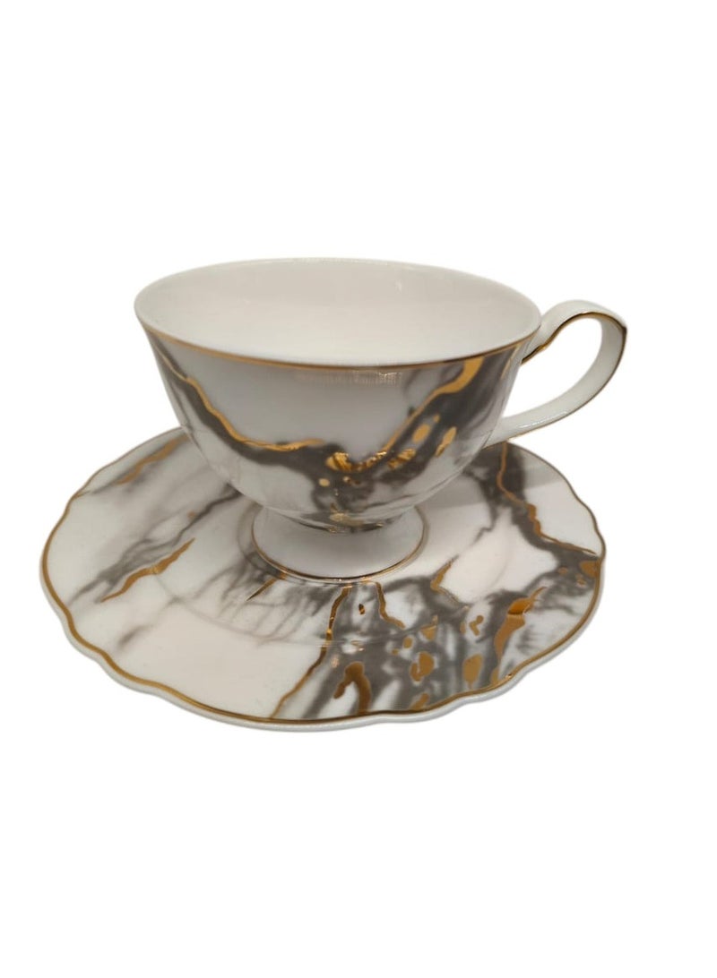 AKDC Pilsco Ceramic Cup and Saucer 12Pcs Set 6 Cups With 6 Saucers-180ML - Image 2