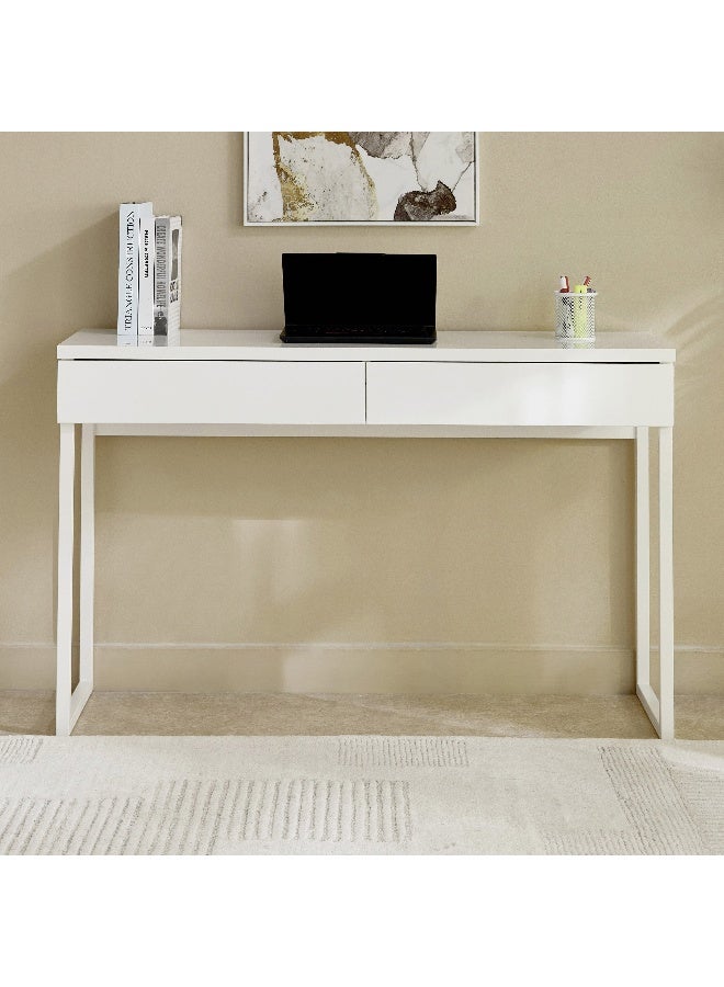 Home Box White 2-Drawer Study Console Desk - Image 2