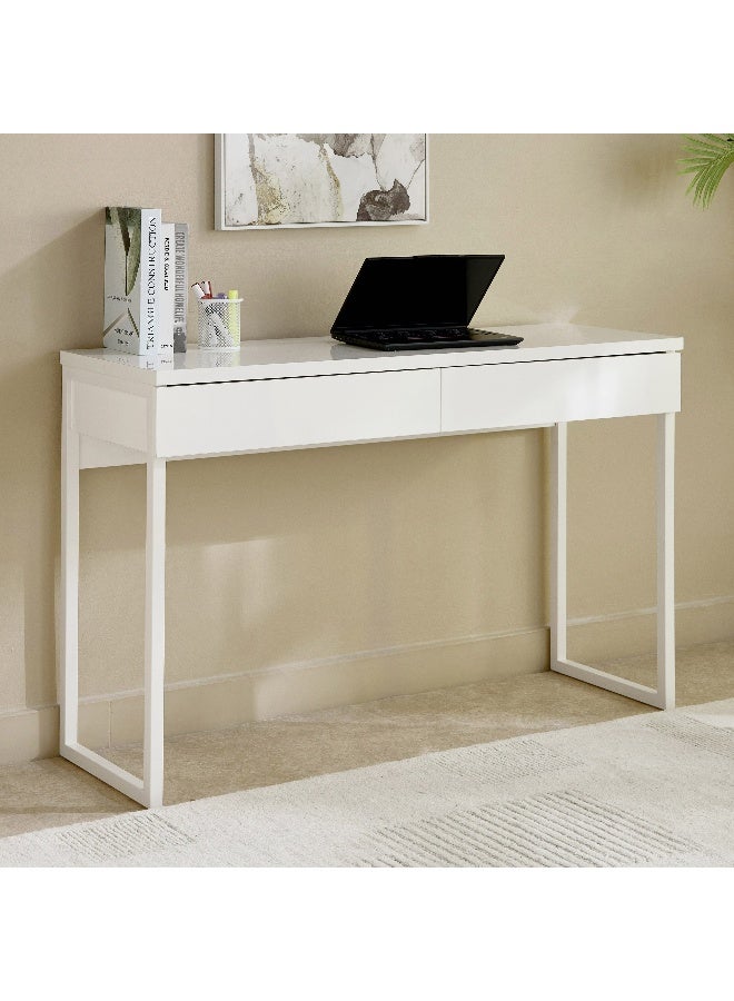 Home Box White 2-Drawer Study Console Desk - Image 1