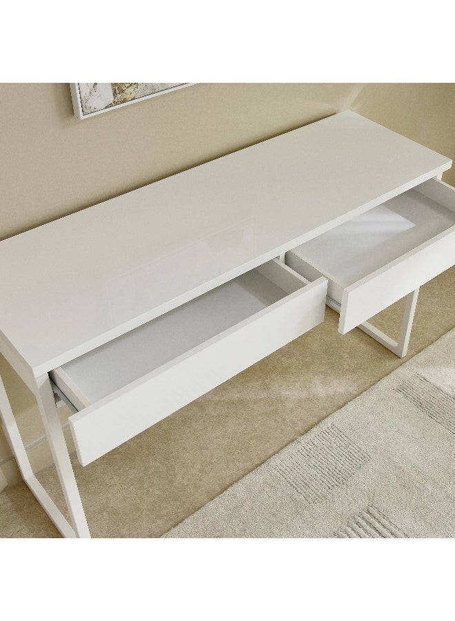 Home Box White 2-Drawer Study Console Desk - Image 3