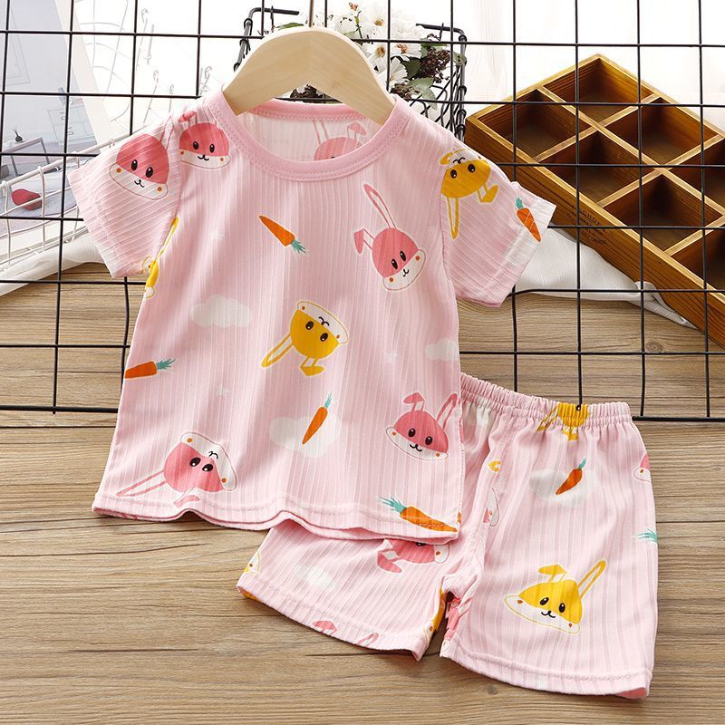 Baby Short-Sleeved T-Shirt Suit Summer Thin 4 Boys Breathable Summer Clothes 2 Kidsren'S Tops Shorts 3 Girls Two-Piece Set - Image 3