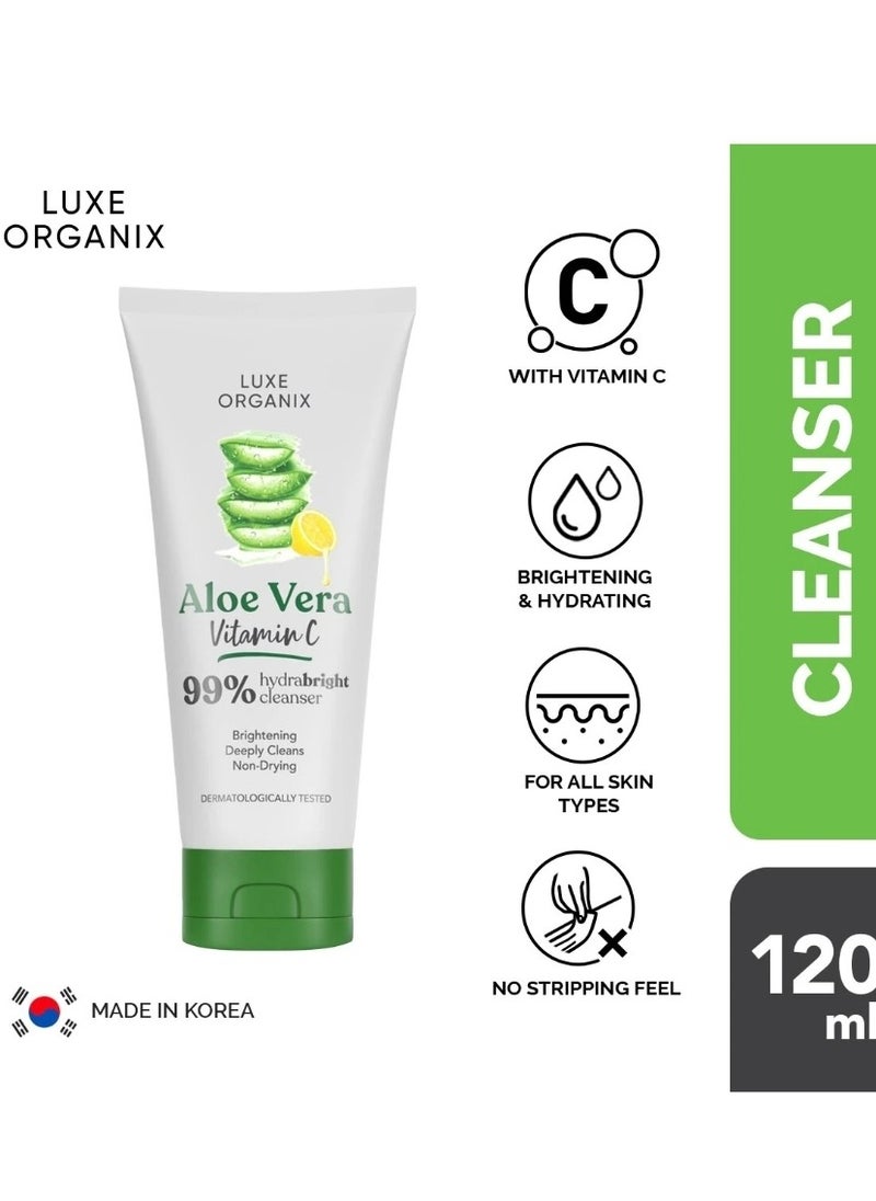LUXE ORGANIX Luxe Organix 99% Aloe Vera Vitamin C Hydrabright Cleanser 120ml  - Image 2