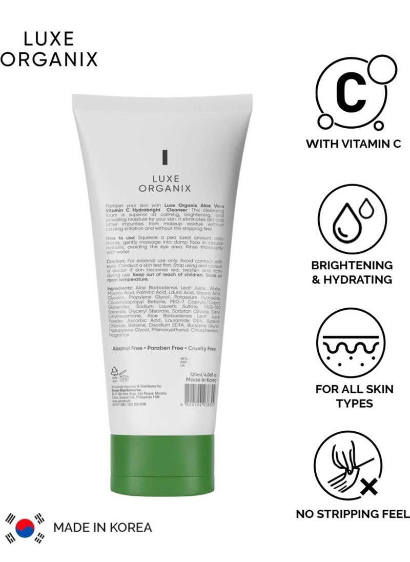 LUXE ORGANIX Luxe Organix 99% Aloe Vera Vitamin C Hydrabright Cleanser 120ml  - Image 3