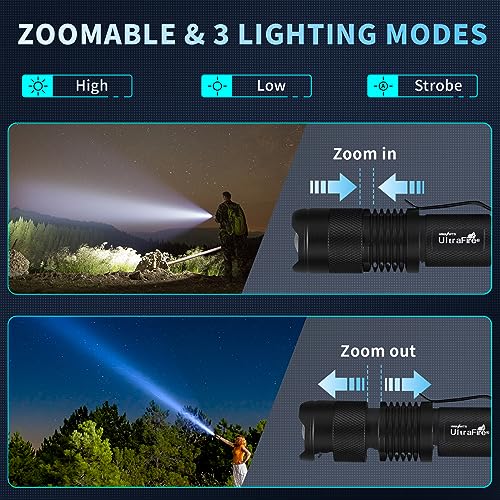 ULTRAFIRE 5 Pack SK68 Tactical and Small Flashlights,7w 3-Mode Pocket Torch Adjustable Focus Zoom Light Lamp - Image 3