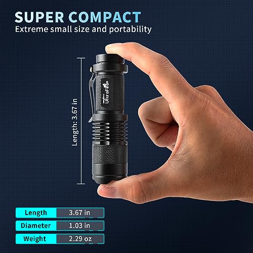 ULTRAFIRE 5 Pack SK68 Tactical and Small Flashlights,7w 3-Mode Pocket Torch Adjustable Focus Zoom Light Lamp - Image 4