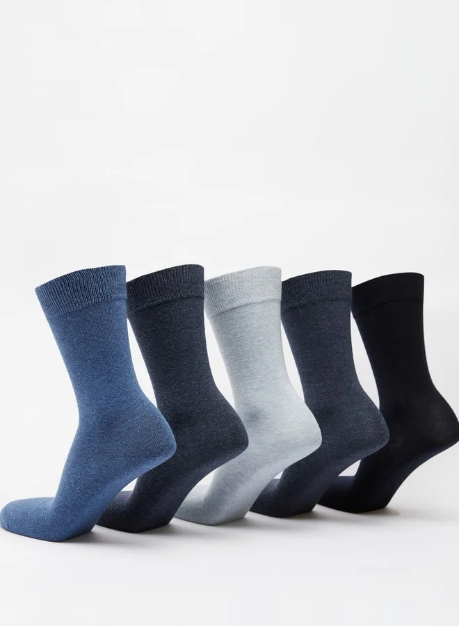 DUCHINI Men's Solid Calf Length Socks - Set of 5