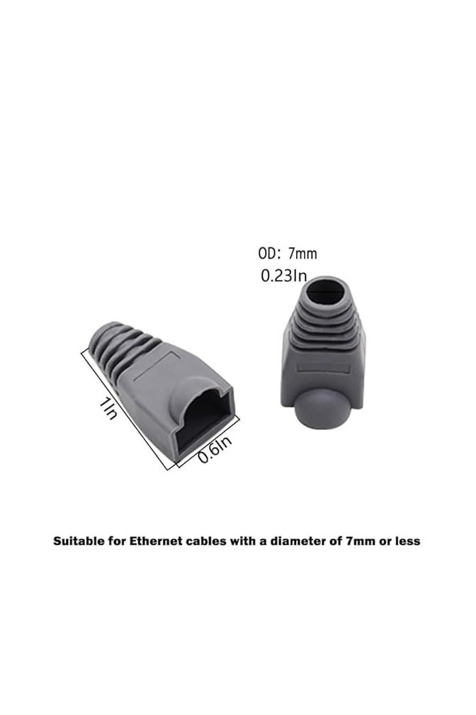 melfi Ethernet RJ45 Cable Connector Boots – Silicone Strain Relief Covers for CAT5, CAT5E, CAT6, CAT6E Cables – Flexible Protective Boots for Networking & Data Application (50, GREY)  - Image 2