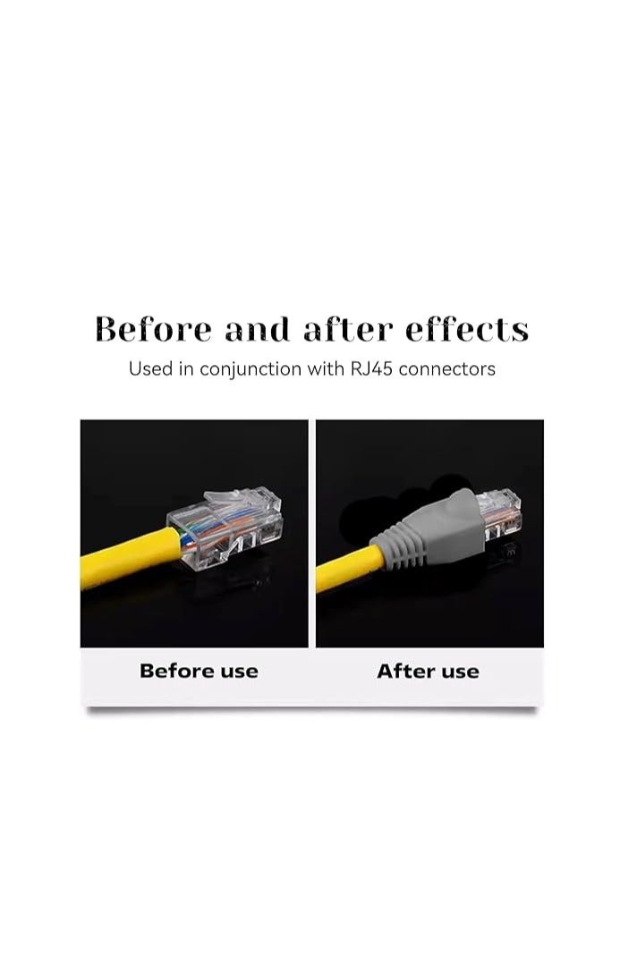 melfi Ethernet RJ45 Cable Connector Boots – Silicone Strain Relief Covers for CAT5, CAT5E, CAT6, CAT6E Cables – Flexible Protective Boots for Networking & Data Application (50, GREY)  - Image 3