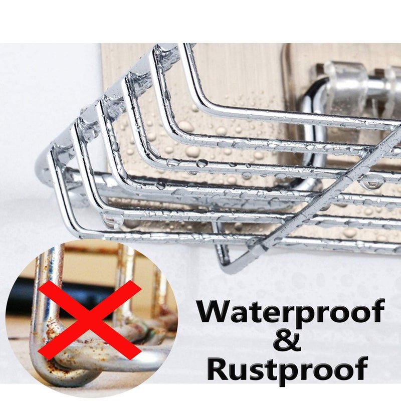 ROKTRY Mounted Double Layer soap Dish Holder Stainless Steel Wall Hanging Soap Storage Rack for Kitchen Bathroom-with Self Adhesive Magic Sticker (Pack of 2) - Image 2