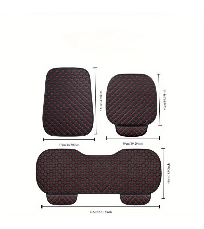 Red Embroidery PU Leather Car Seat Cushion 1pc Single Front Row Seat for Driver Passenger All Season Comfort - Image 2