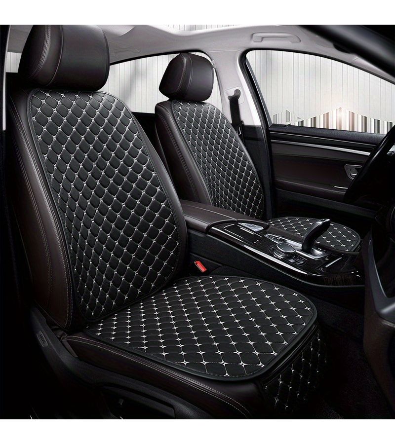 Red Embroidery PU Leather Car Seat Cushion 1pc Single Front Row Seat for Driver Passenger All Season Comfort - Image 1