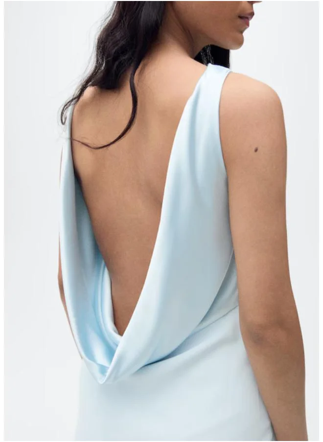 MANGO Satin Dress With Open Back