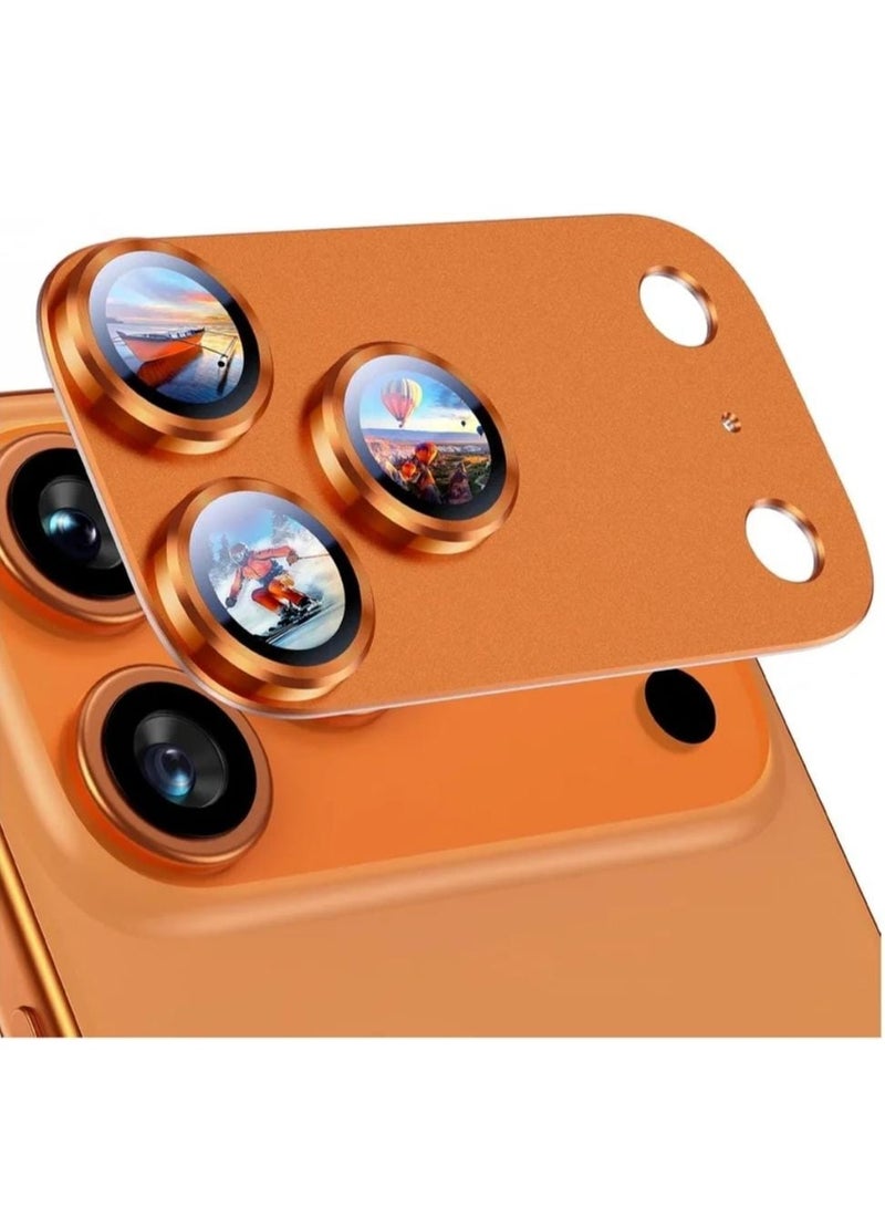 For iPhone 17 Pro Max Camera Lens Protector [Drop Protection] [Full Coverage] [3D Metal] [Case Friendly] Tempered Glass Camera Cover — Orange - Image 1