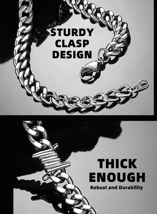 Bestyle Barbed Wire Necklace 5/7/9/12mm Mens Chain Necklaces Hip-hop Punk Gothic Stainless Steel Chain Heavy Thick Cuban Link Chain for Men Women, Length 16/18/20 Inch, 16 inches, Stainless Steel, No - Image 4