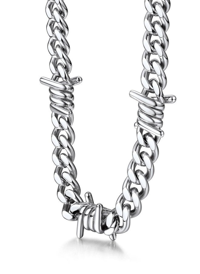 Bestyle Barbed Wire Necklace 5/7/9/12mm Mens Chain Necklaces Hip-hop Punk Gothic Stainless Steel Chain Heavy Thick Cuban Link Chain for Men Women, Length 16/18/20 Inch, 16 inches, Stainless Steel, No - Image 1