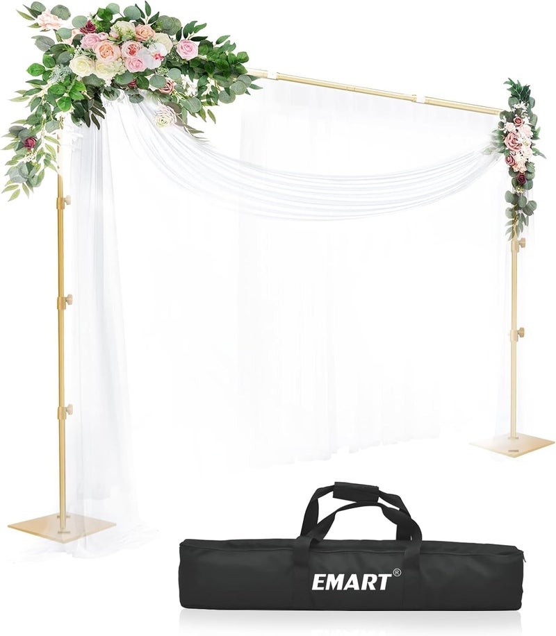Heavy Duty Background Stand, 8.5x10ft/2.6x3m Adjustable Backdrop Support System Kit with Steel Base for Photography, Photo Video Studio, Birthday Parties Wedding Decoration -Gold - Image 1
