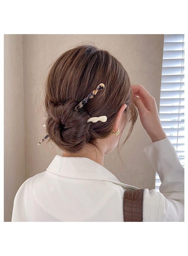 La Jolie Jasmin 6 Pieces Acetate Hair Sticks, Vintage Tortoiseshell Hair Chopsticks With Leopard Print, For Buns Hair Clips Hair Sticks For Long Hair Accessories, Includes Flannel Bag For Women Girls - Image 2