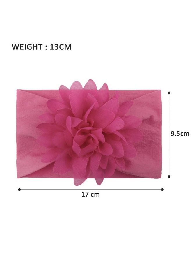 Syga Baby Girl Headband Nylon Flower Baby Soft Wide Chiffon Flower Bow Stretchy Hairband Hair Accessories For Kids Newborn Infant Toddler Girl Dark Pink - Image 5