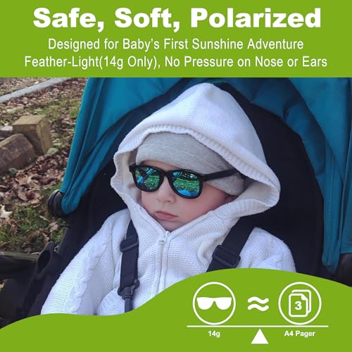 AZorb Polarized Sunglasses for Baby with Strap 100% UV Protection Shades for Toddler girls boys Age 0-24 Months (Opal Frame/Pink Mirror) - Image 2