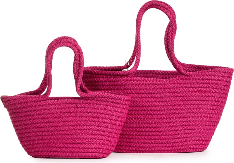 نوثينج 2-Piece Mini Braided Teddy Bear Mother and Child Bag Set with Keys