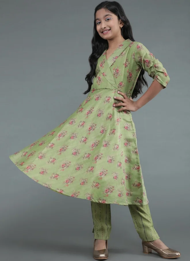 AKS Floral Printed Kurta Set for Girls