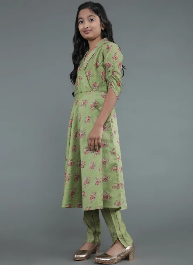 أيه كيه إس Floral Printed Kurta Set for Girls