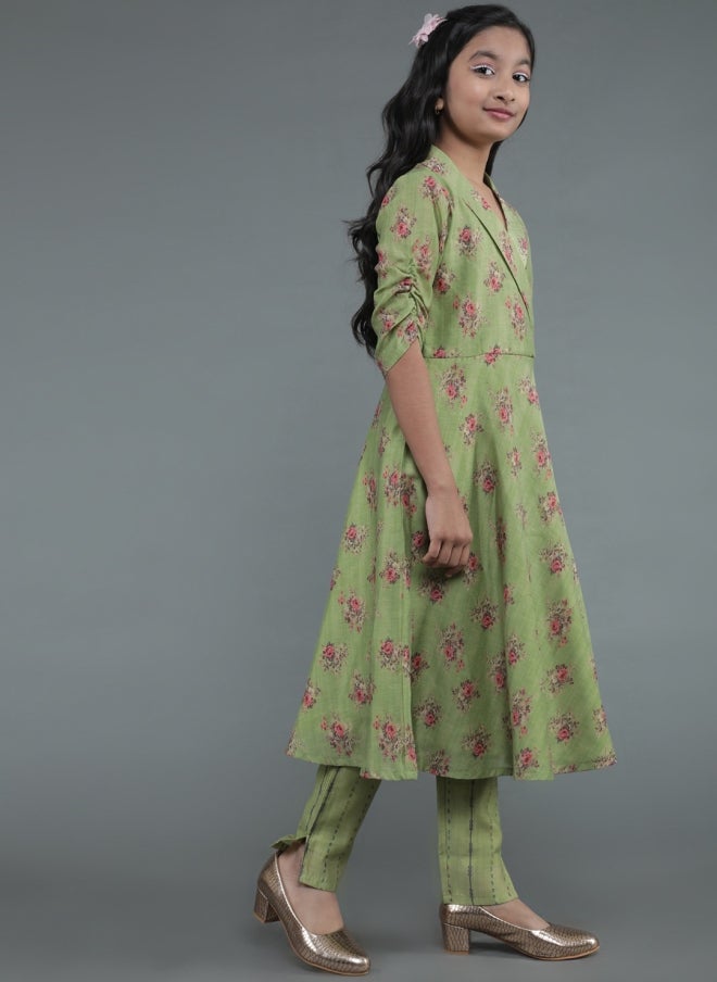 AKS Floral Printed Kurta Set for Girls - Image 4
