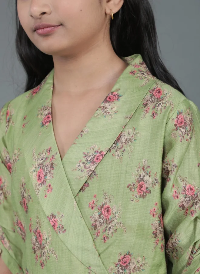 AKS Floral Printed Kurta Set for Girls