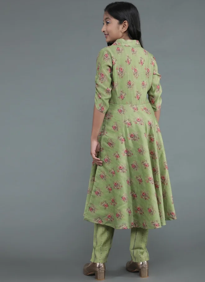 أيه كيه إس Floral Printed Kurta Set for Girls