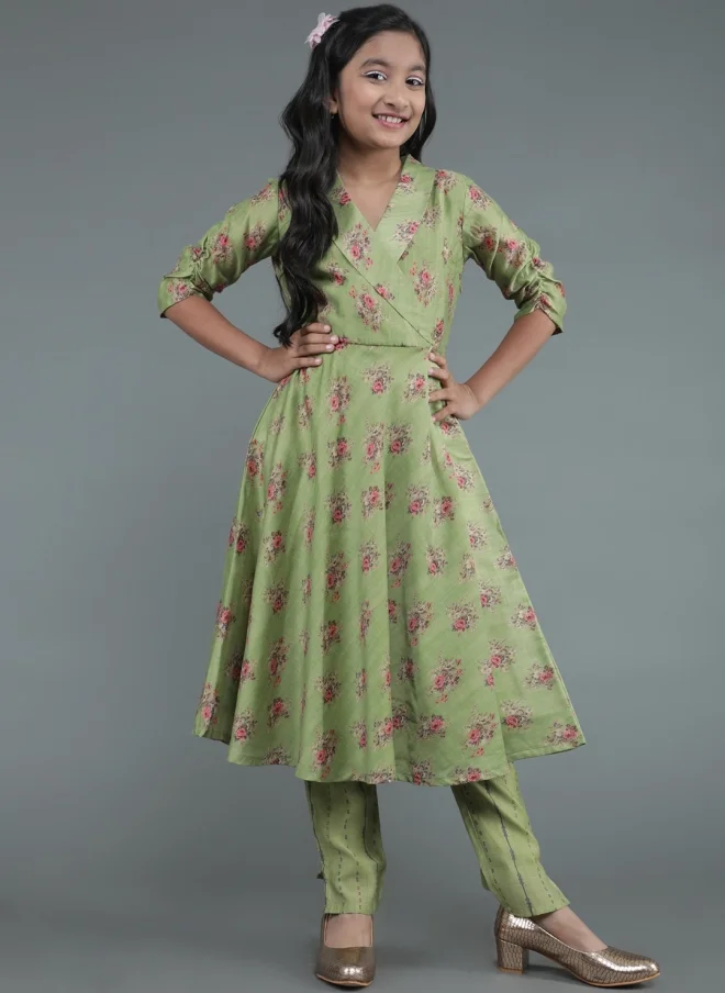 أيه كيه إس Floral Printed Kurta Set for Girls