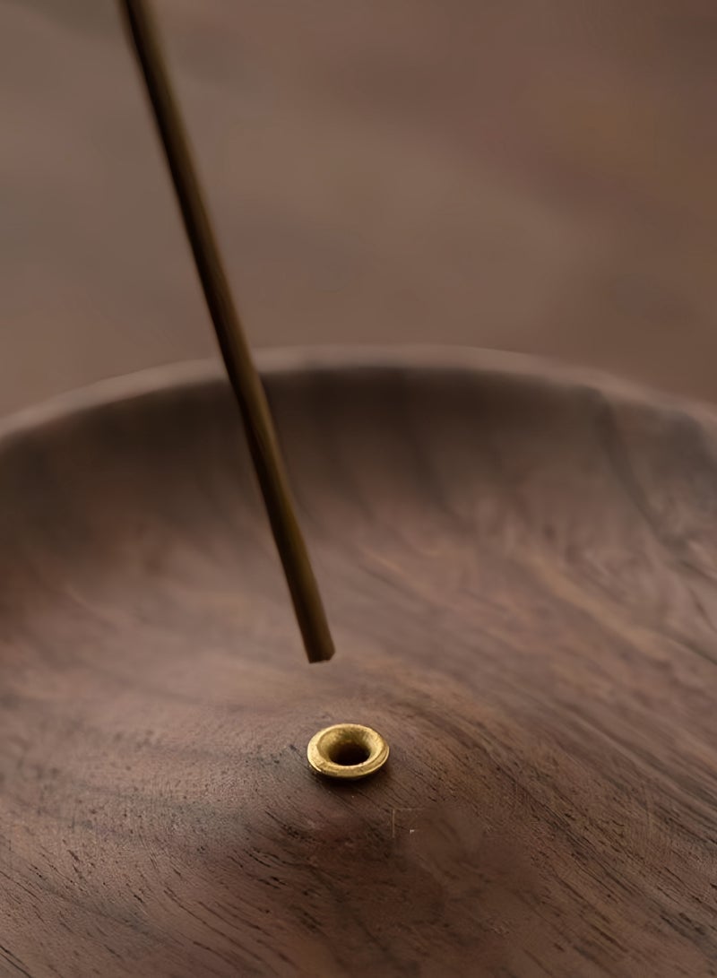 Black Walnut Incense Holder Handmade Wooden Round Incense Holder Incense Burner Suitable for Home Office Decoration,Yoga,Meditation