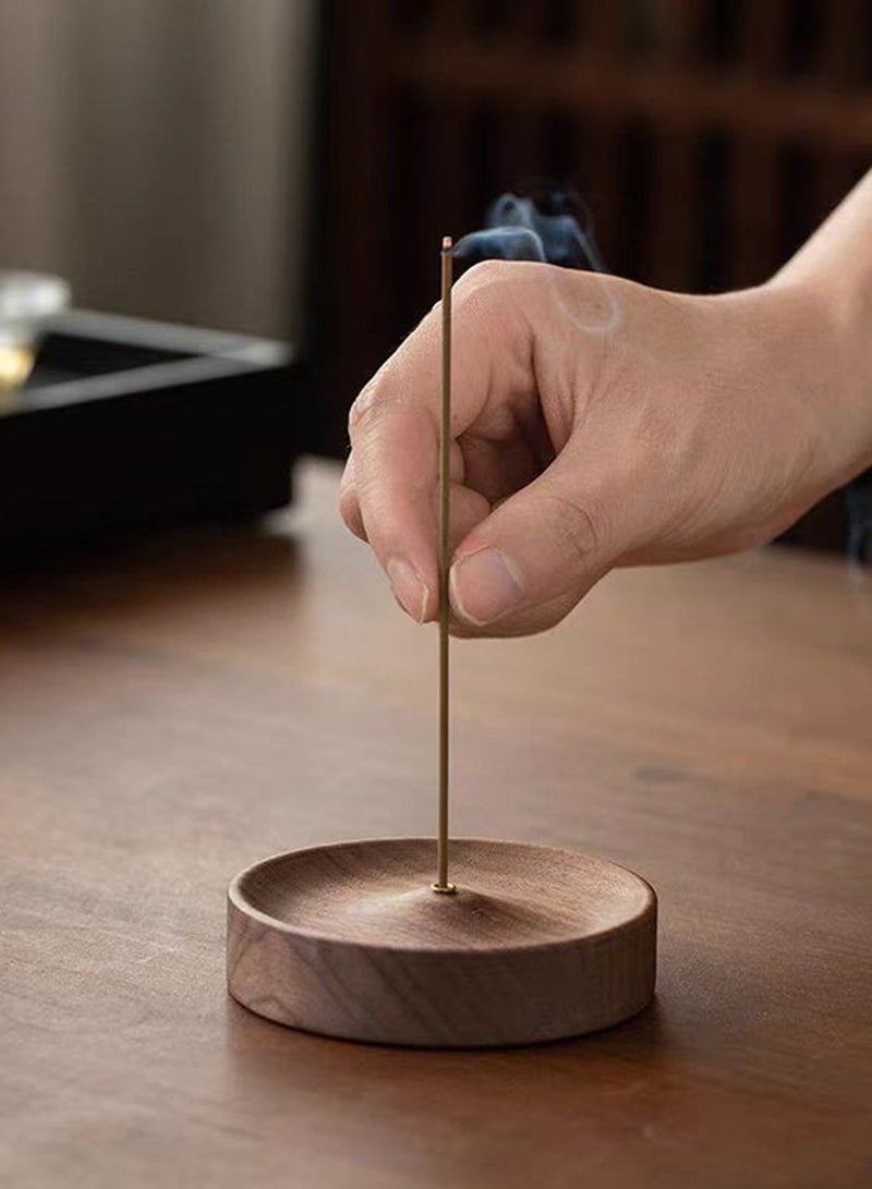 Black Walnut Incense Holder Handmade Wooden Round Incense Holder Incense Burner Suitable for Home Office Decoration,Yoga,Meditation