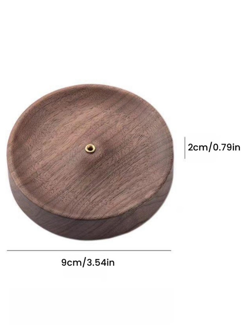 Black Walnut Incense Holder Handmade Wooden Round Incense Holder Incense Burner Suitable for Home Office Decoration,Yoga,Meditation