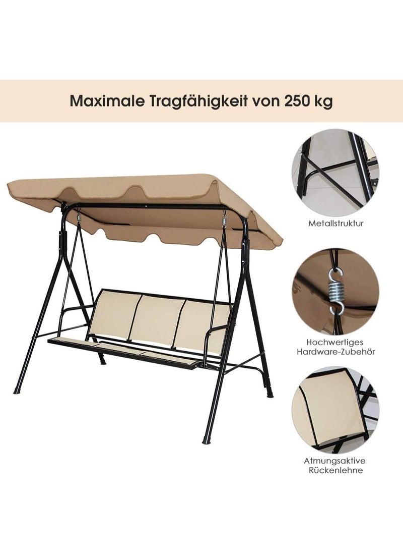 DubaiGallery - Universal Replacement Canopy 600D Oxford Cloth Waterproof Top Cover for Swing 2 & 3 Seater Sun Shade Garden Hammock Swing Canopy Cover Roof - Image 1