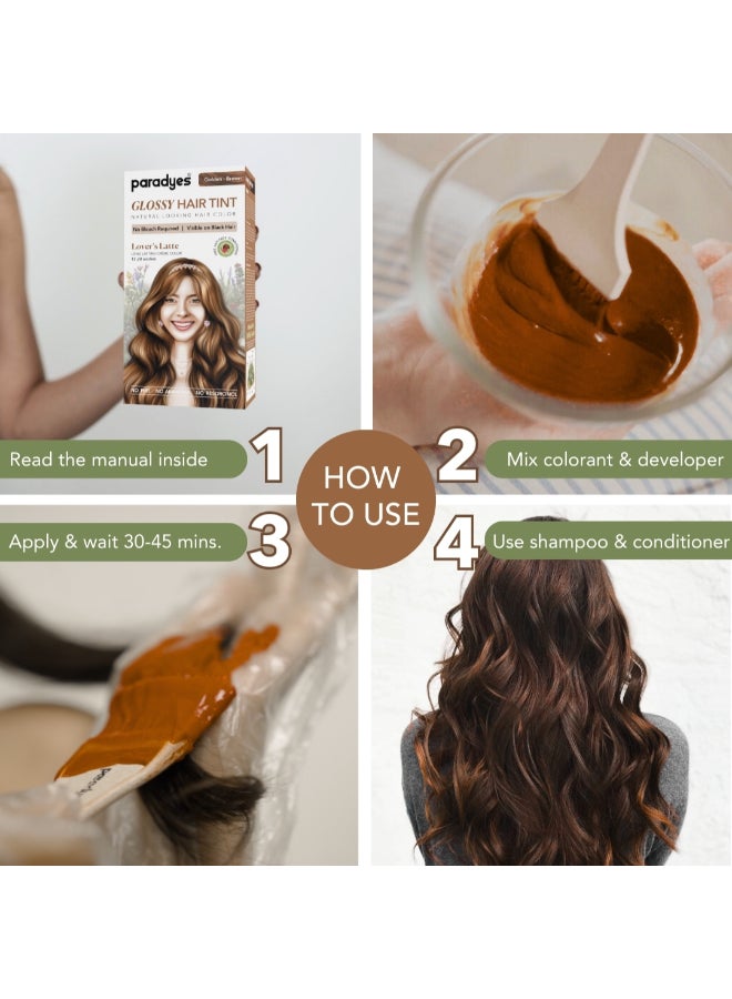 Paradyes No Bleach Lover's Latte Glossy Hair Tint, Ammonia-Free Formula for Natural Black Hair, Visible on Natural Black Hair, Includes Anti-Fade Conditioner for Long-Lasting Shine, Golden Brown - Image 4